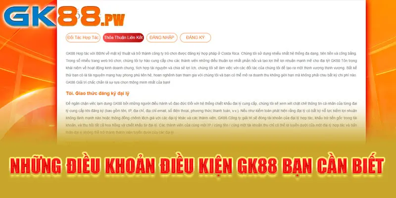 Những điều khoản điều kiện GK88 bạn cần biết